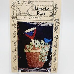 Liberty Rose Bluebirds Pillow Sewing Pattern 10" x 14" birds leaves pail shovel